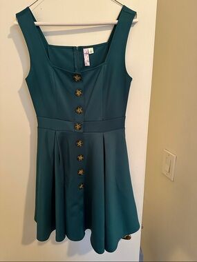Alya Teal Button-Front Mini Dress